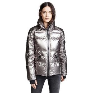 SAM. New York Metallic Freestyle Puffer Down Jacket in Gunmetal/Midnight Size XS